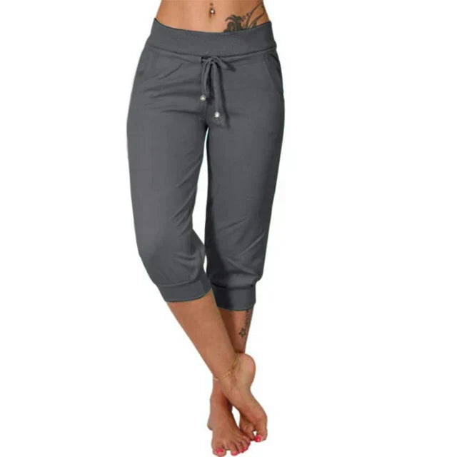 Casual capri trousers - Luna-Dark Grey-S-State of Style