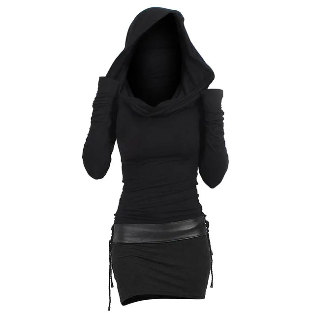 Casual & Comfortable Hoodie Dress with Long Sleeves – Selina-Black-S-State of Style