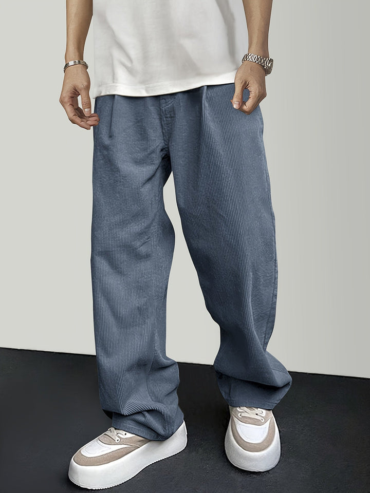 Casual Corduroy Men's Pants with Drawstring - Mason-Black-S-State of Style