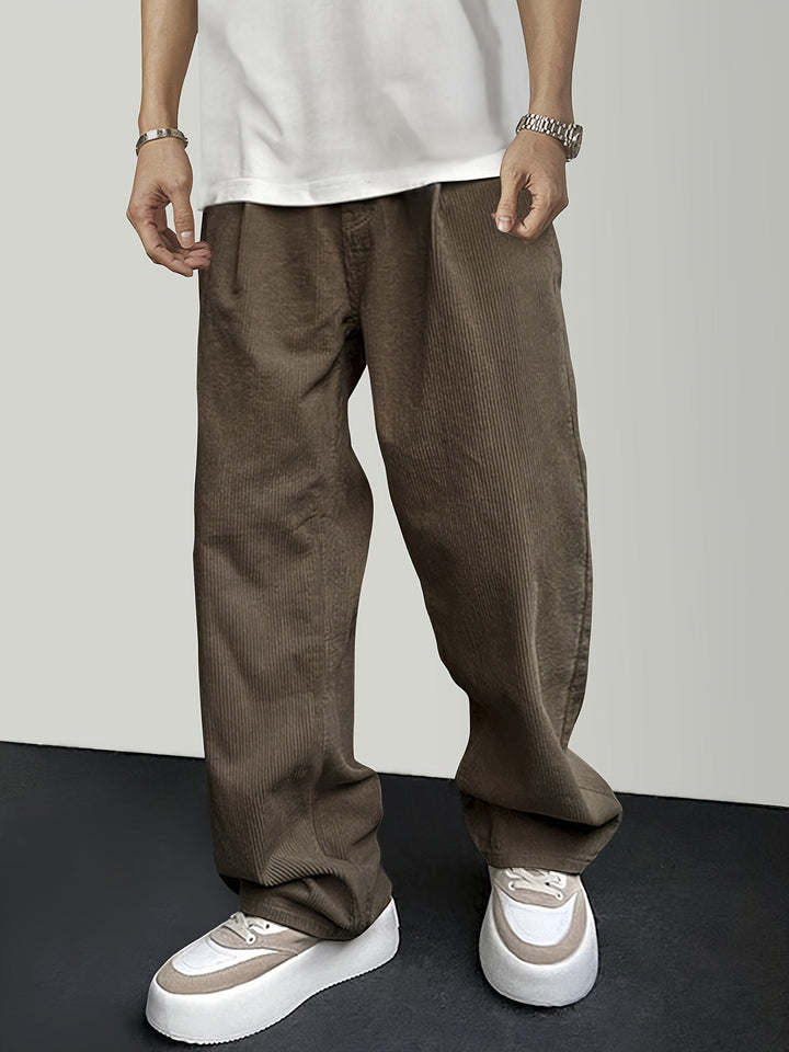 Casual Corduroy Men's Pants with Drawstring - Mason-Black-S-State of Style