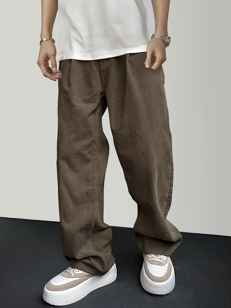 Casual Corduroy Men's Pants with Drawstring - Mason-Black-S-State of Style