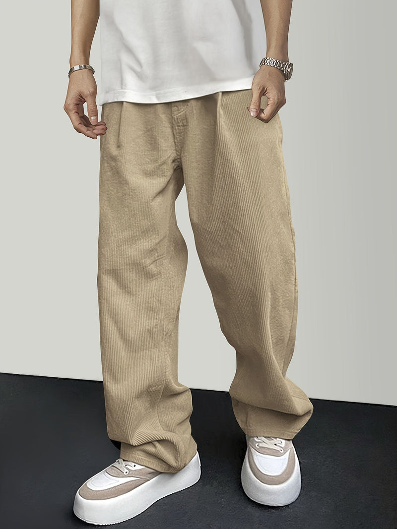 Casual Corduroy Men's Pants with Drawstring - Mason-Dark Brown-S-State of Style