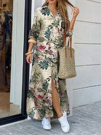 Casual Cotton Maxi Dress | Floral Print with Front Pockets-Marine Blue-S-State of Style