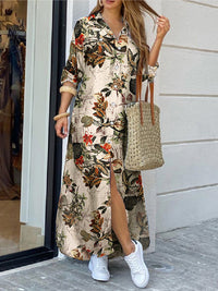 Casual Cotton Maxi Dress | Floral Print with Front Pockets-Yellow-S-State of Style