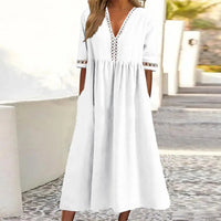 Casual Elegant Plus Size Midi Dress for Summer-Light Yellow-2XL-State of Style