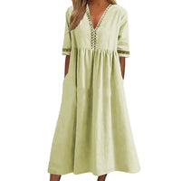 Casual Elegant Plus Size Midi Dress for Summer-Light Yellow-2XL-State of Style