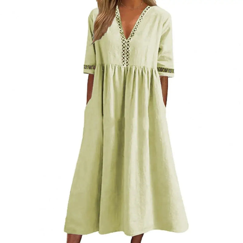 Casual Elegant Plus Size Midi Dress for Summer-Light Yellow-2XL-State of Style