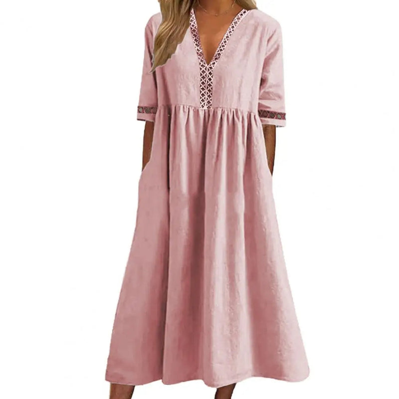 Casual Elegant Plus Size Midi Dress for Summer-Pink-2XL-State of Style