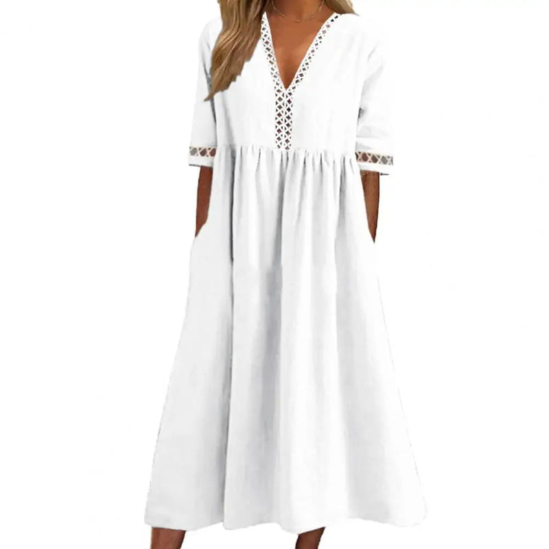 Casual Elegant Plus Size Midi Dress for Summer-White-2XL-State of Style