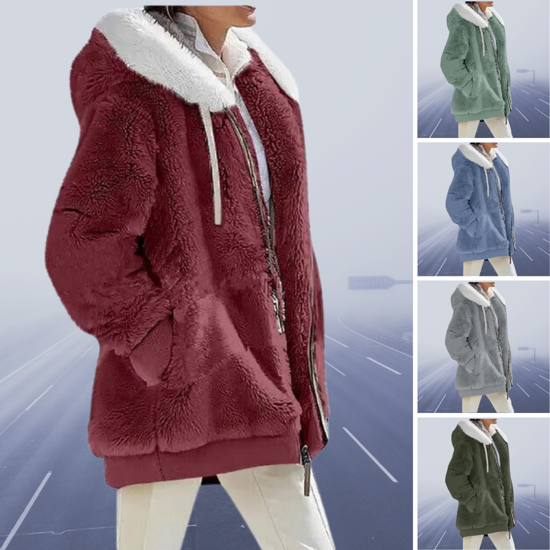 Casual Fleece Vest with Hood - Elena-Army Green-S-State of Style