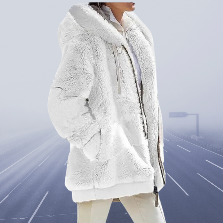Casual Fleece Vest with Hood - Elena-White-S-State of Style