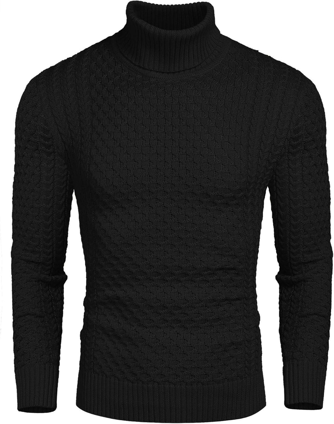 Casual Knitted Men's Turtleneck Sweater - Sander-Black-S-State of Style
