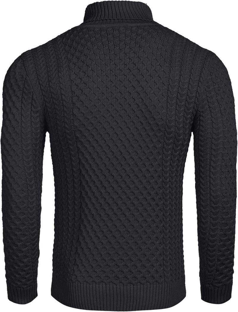 Casual Knitted Men's Turtleneck Sweater - Sander-Black-S-State of Style