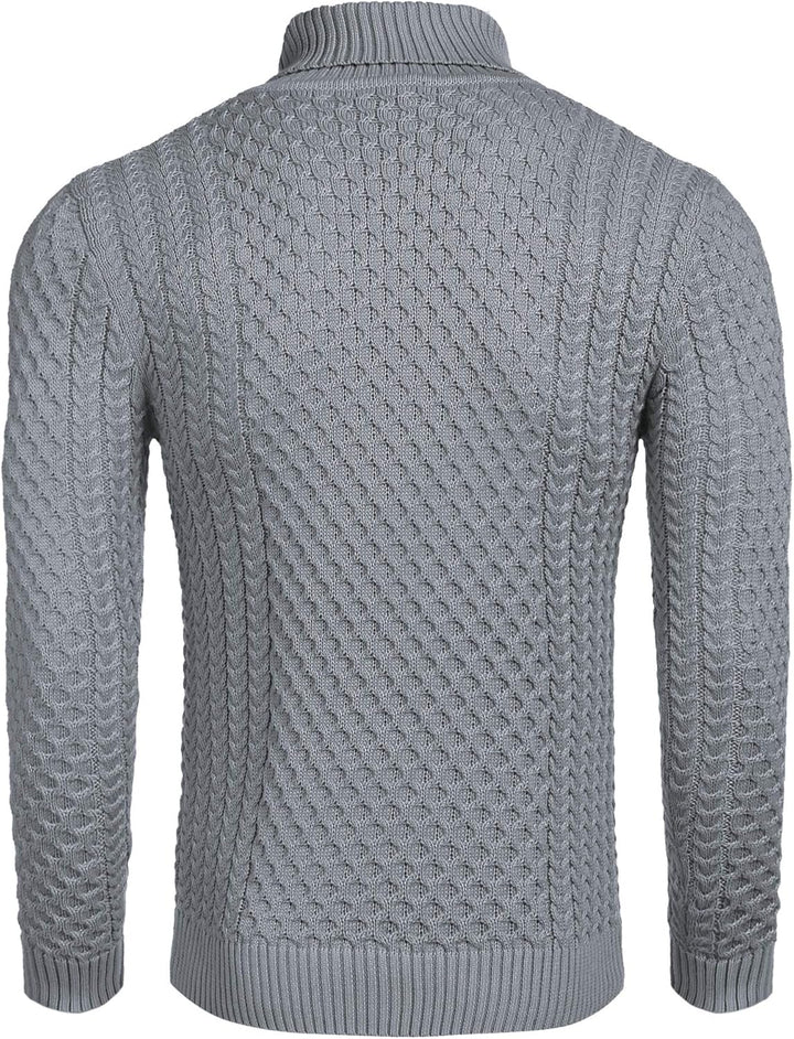 Casual Knitted Men's Turtleneck Sweater - Sander-Black-S-State of Style
