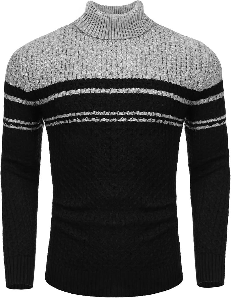 Casual Knitted Men's Turtleneck Sweater - Sander-Black-S-State of Style