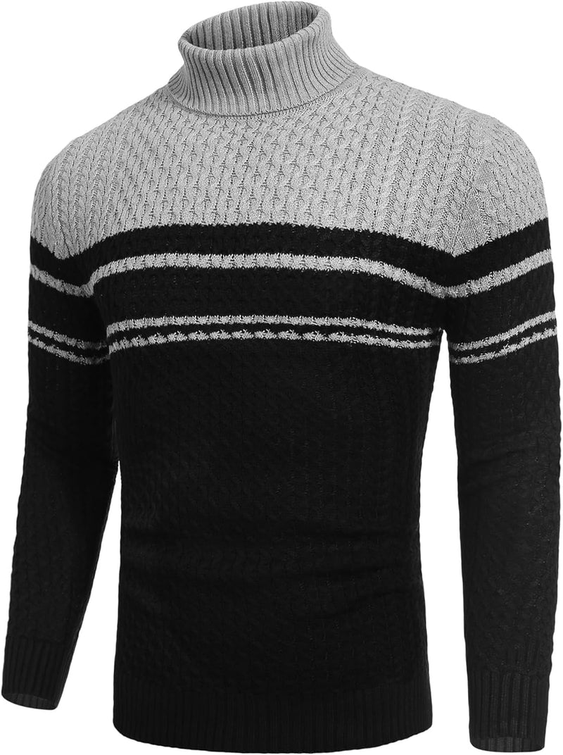 Casual Knitted Men's Turtleneck Sweater - Sander-Black-S-State of Style