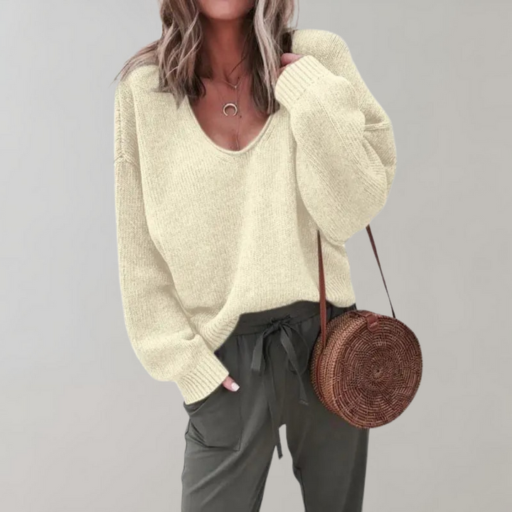 Casual Knitted Women's Sweater - Mila-Beige-S-State of Style