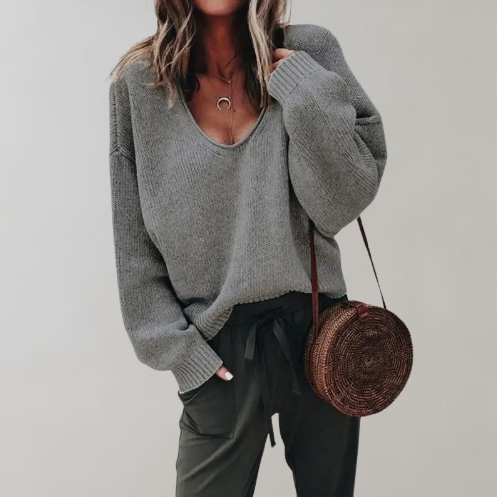 Casual Knitted Women's Sweater - Mila-Dark Grey-S-State of Style