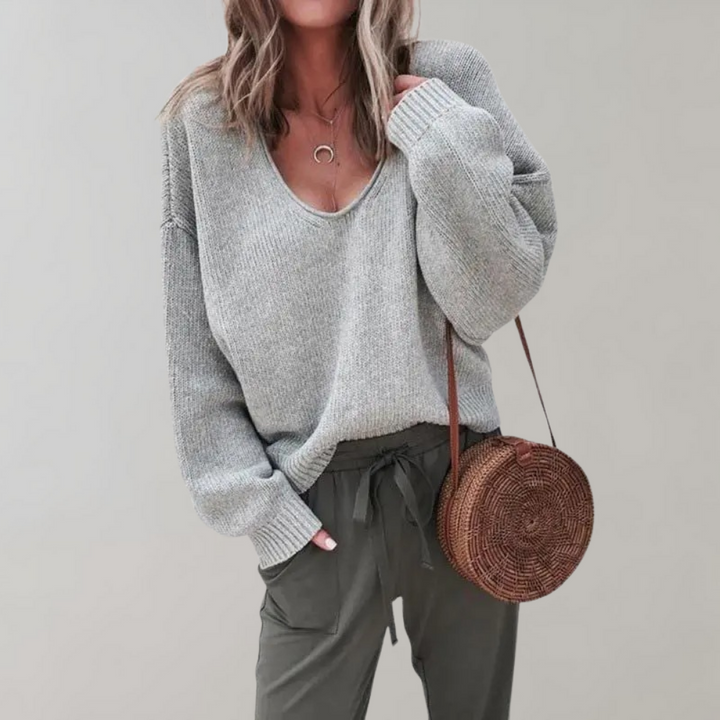 Casual Knitted Women's Sweater - Mila-Light Grey-S-State of Style