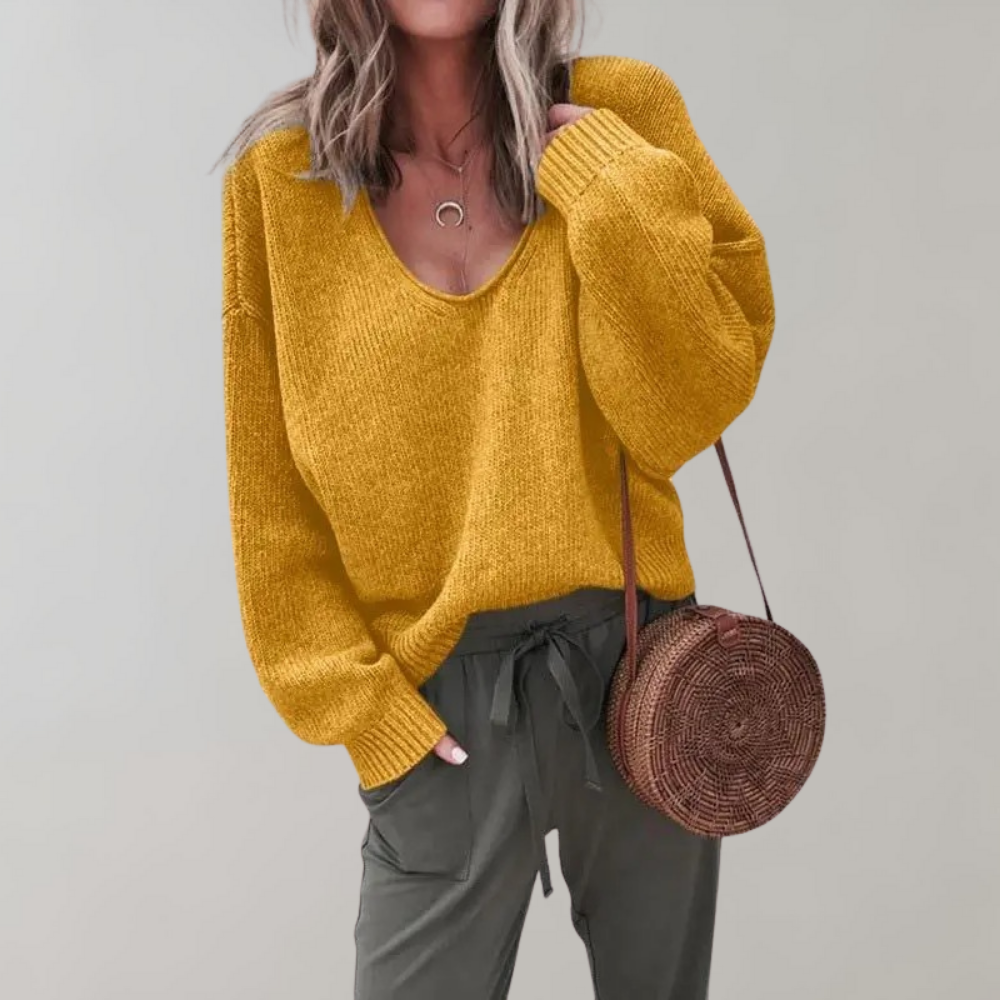 Casual Knitted Women's Sweater - Mila-Yellow-S-State of Style