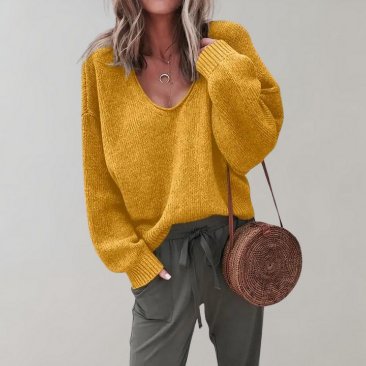 Casual Knitted Women's Sweater - Mila-Yellow-S-State of Style