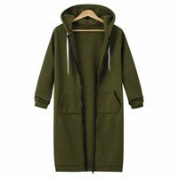 Casual Long Women's Vest - CozyZip-Olive Green-M-State of Style