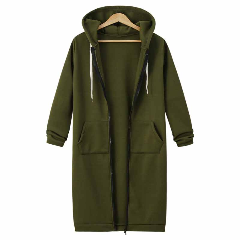 Casual Long Women's Vest - CozyZip-Olive Green-M-State of Style