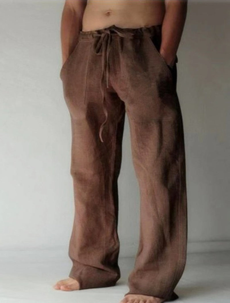 Casual men's linen trousers with a wide cut for summer – Elias-Brown-S-State of Style