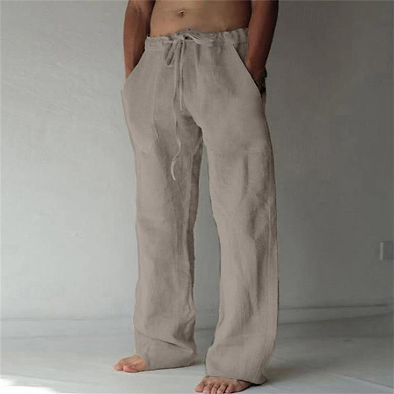 Casual men's linen trousers with a wide cut for summer – Elias-Gray-S-State of Style