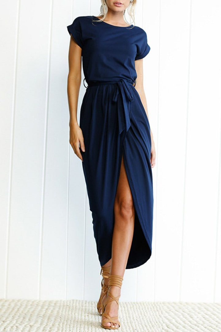 Casual midi dress - Isabella-Dark blue-S-State of Style