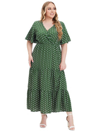 Casual Plus Size V-Neck Short Sleeve Dress-Blue-2XL-State of Style