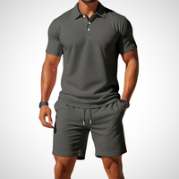 Casual polo shirt and shorts set for men – Enrico-Dark grey-S-State of Style