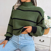 Casual Ribbed Turtleneck - Elara-Army Green-S-State of Style