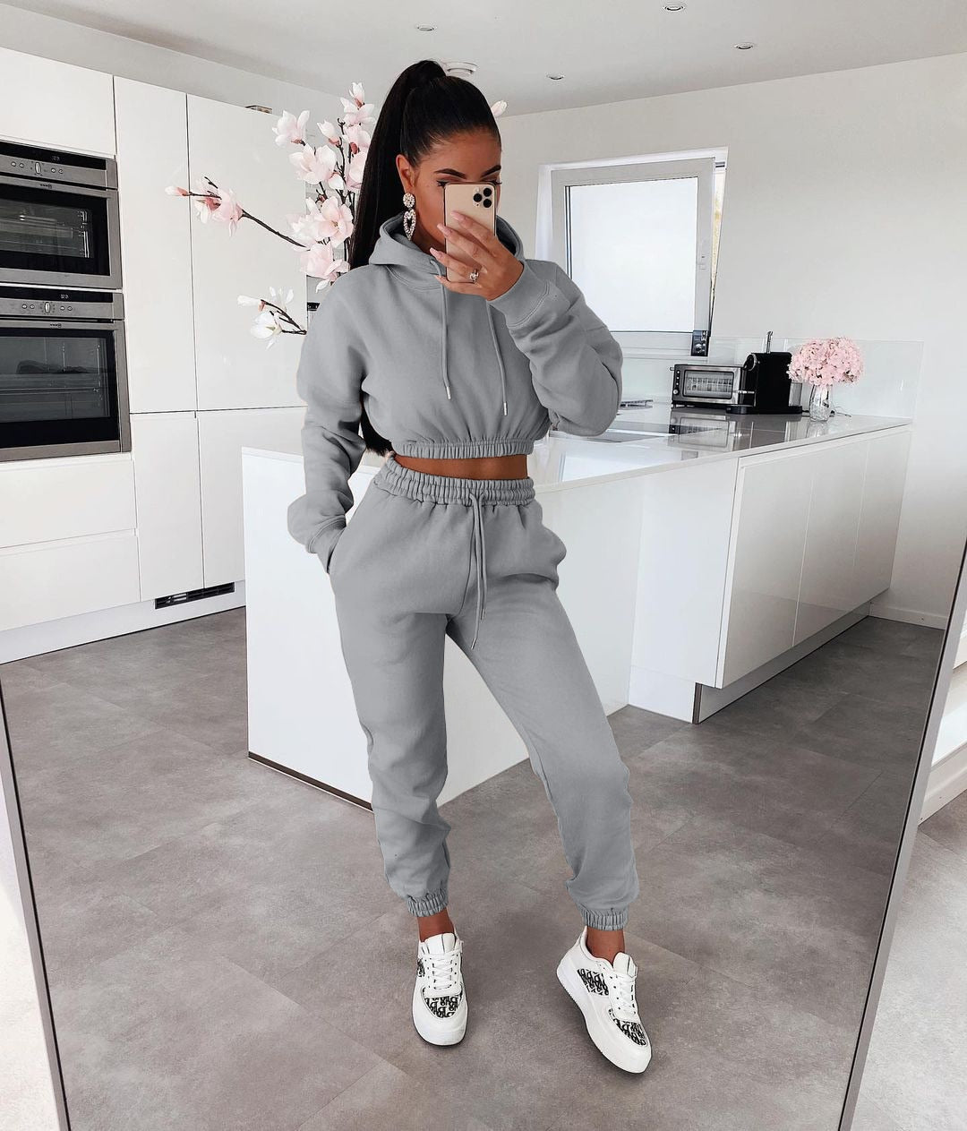 Casual Soft Jogging Set – Ella-Grey-S-State of Style