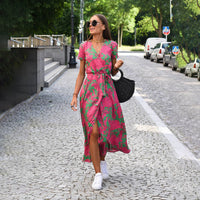 Casual Summer Dress - Luna-Red/Blue-S-State of Style