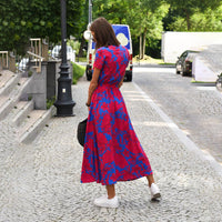 Casual Summer Dress - Luna-Red/Blue-S-State of Style