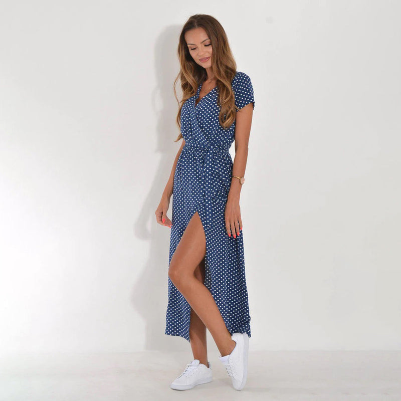 Casual Summer Dress - Luna-Red/Blue-S-State of Style