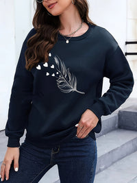 Casual Sweatshirt with Feather Print - Marisa-Black-S-State of Style