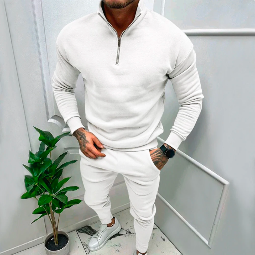 Casual Two-Piece Men's Set - Jasper-Grey-S-State of Style