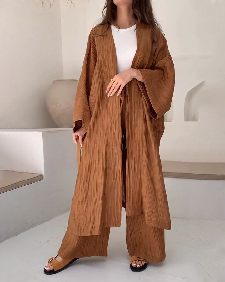 Casual two-piece set for women with vest and trousers – Thalia-Brown-S-State of Style
