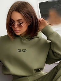 Casual Two-Piece Set with Stylish Letter Print - Elvira-Army Green-S-State of Style