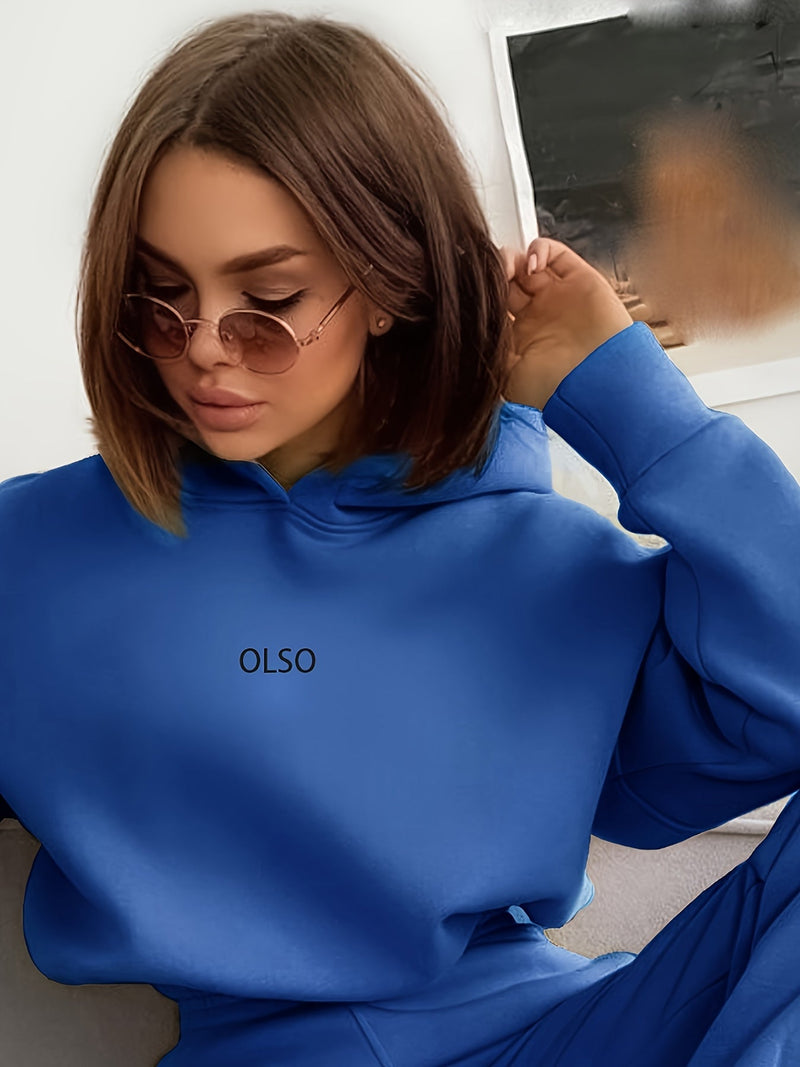 Casual Two-Piece Set with Stylish Letter Print - Elvira-Blue-S-State of Style