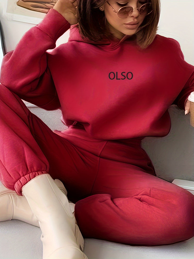Casual Two-Piece Set with Stylish Letter Print - Elvira-Pink-S-State of Style