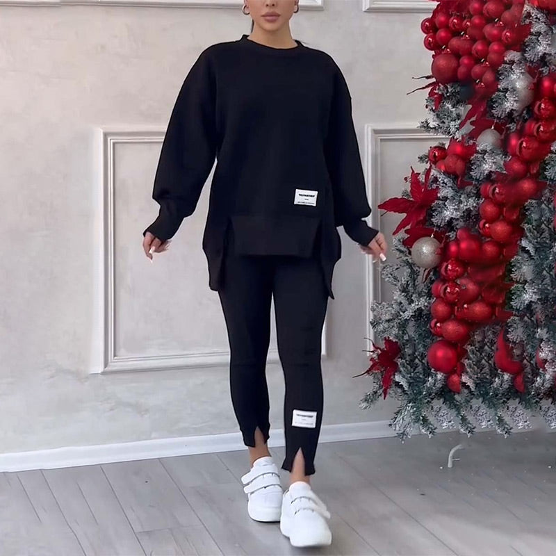 Casual Women's Sweatshirt and Legging Set - Elena-Black-S-State of Style