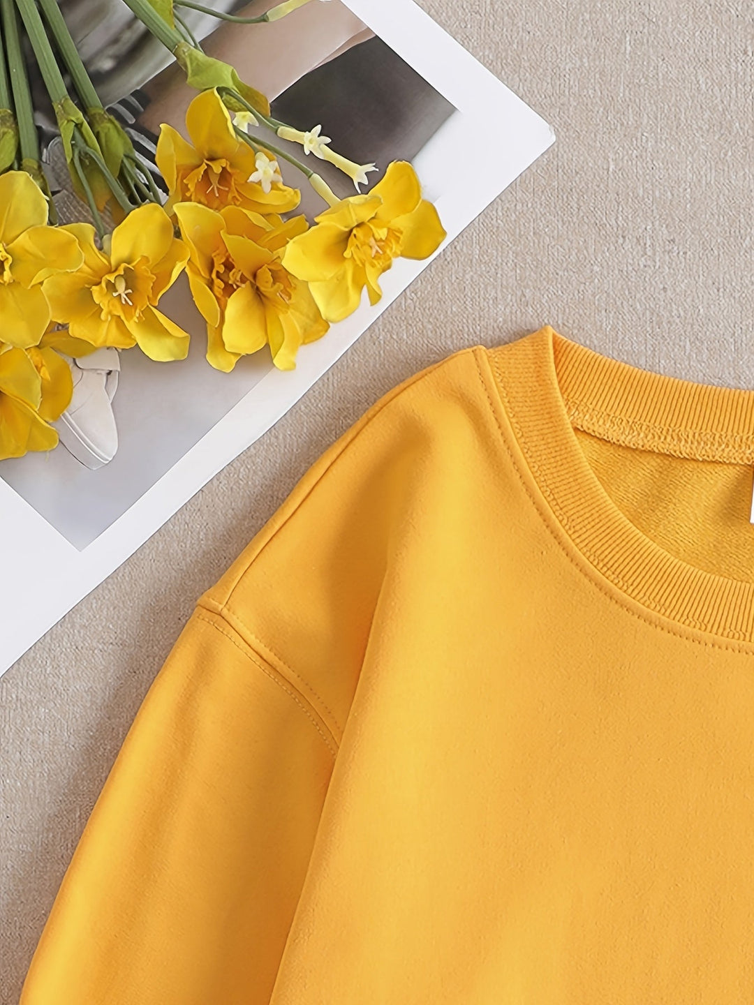 Casual Yellow Sweatshirt with Humorous Graphic Print - Elara-S-State of Style