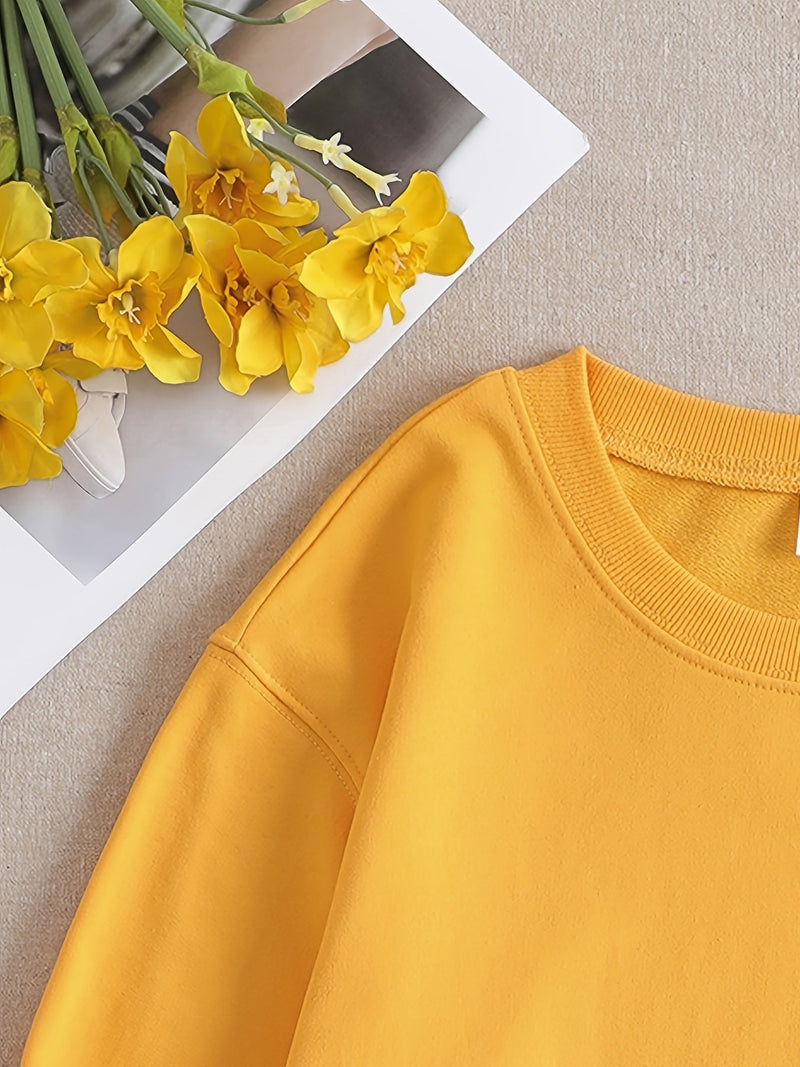 Casual Yellow Sweatshirt with Humorous Graphic Print - Elara-S-State of Style