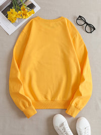 Casual Yellow Sweatshirt with Humorous Graphic Print - Elara-S-State of Style