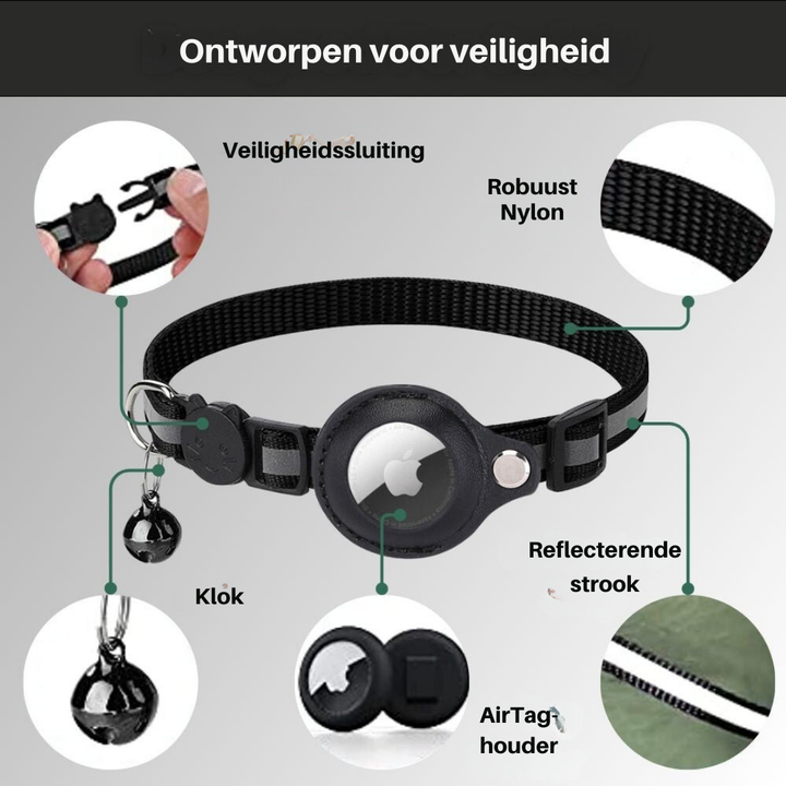 Cat Collar with Safety Buckle - Milo-Without GPS tracker-Black-State of Style