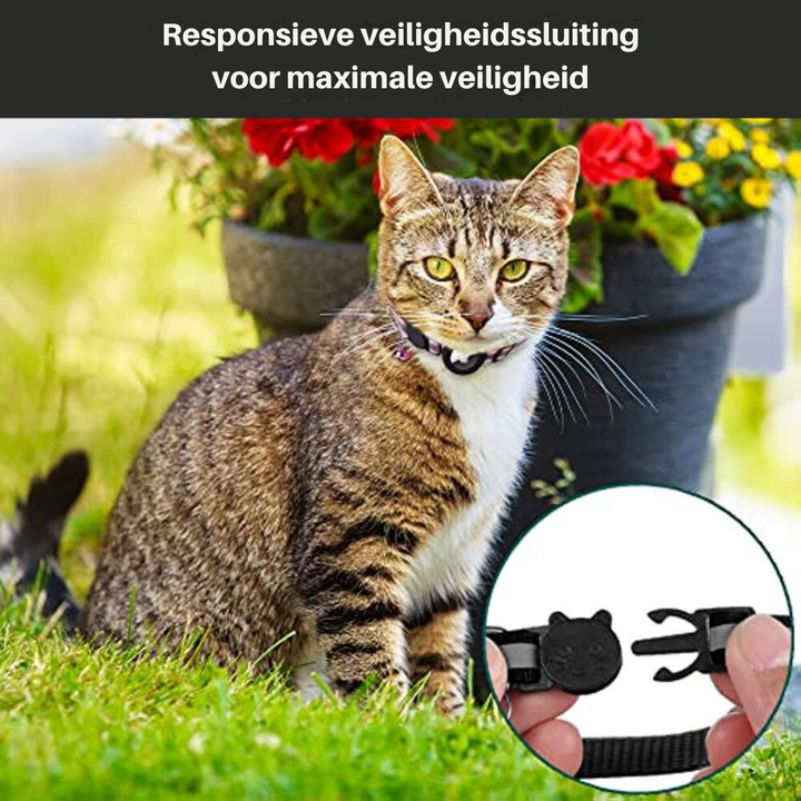 Cat Collar with Safety Buckle - Milo-Without GPS tracker-Black-State of Style