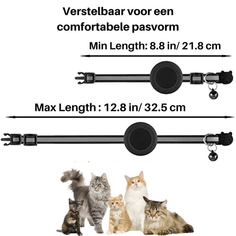 Cat Collar with Safety Buckle - Milo-Without GPS tracker-Black-State of Style